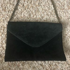 JCrew black suede envelope clutch